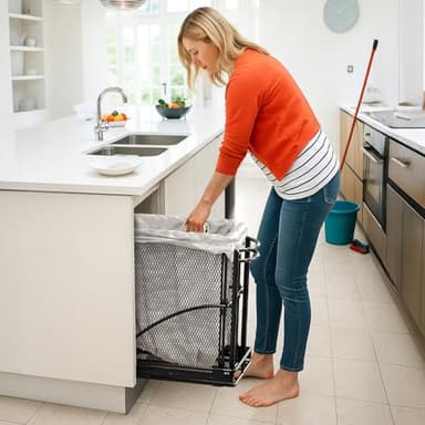 ANASTA Cabinet Trash Can Pull Out Kit, Heavy Duty Under Sink Garbage Can Pull Out Track + 7 Gal Bin, Under Cabinet Slide Out Organizer, Trash Can Drawer Slide for Counter, Botes de Basura para Cocina - Image 2