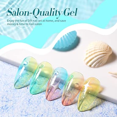 Born Pretty Jelly Gel Nail Polish Set Spring Summer Crystal Glass Translucent Pastel Gel Polish Blue Red Green Yellow Pink Soak Off U v Gel Polish 7ML 6PCS - Image 6