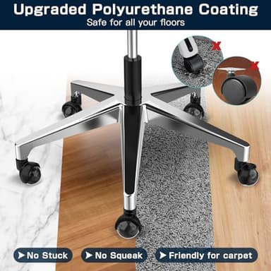 Office Chair Replacement Wheel - Quiet & Smooth Gliding - 2 Inch Heavy Duty Rolling Chair Casters Supports 2000 Lbs,Desk Chair Wheels Universal Fit,Safe for All Floor Or Carpet Set of (Premium Black) - Image 3