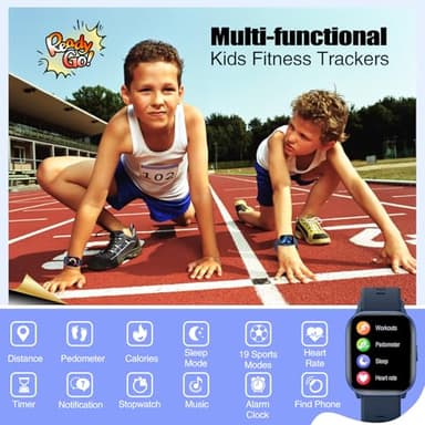 meoonley Kids Watch for Girls Boys with IP68 Waterproof, Girls Watch with 19 Sports Modes, Sleep Tracking, Pedometer, Stopwatch, Kids Activity Tracker Birthday Gifts for Boys Age 6-15 Years Old - Image 2