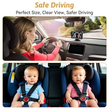 Wkzay Baby Car Camera for Backseat – HD 1080P, 150° Wide Angle, Night Vision, Easy Installation, Adjustable LED Light, 4.3” LCD Display, Anti-Glare - Image 3
