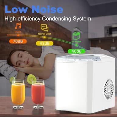 SMUG Ice Makers Countertop with Handle, Portable Ice Machine, 9 Bullet Ice Cubes in 6 Mins, 26lbs in 24Hrs, Auto-Cleaning, with Basket and Scoop, for Home, Kitchen, RV, Camping, White - Image 7