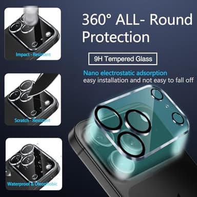 IMBZBK [Auto-Dust Removal] 3 Pack Privacy Screen Protector for iPhone 17 Pro [6.3 INCH] Anti Spy Private Accessories, Case Friendly Film, Military Grade Tempered Glass 3 Camera Lens Protector - Image 5