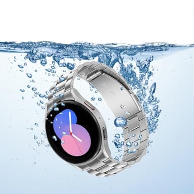 Anlinser No Gap Bands Compatible with Samsung Galaxy Watch 7/6/5/4/FE Band 44mm 40mm/Watch 6 Classic Band 47mm 43mm/Watch 5 Pro 45mm/Watch 4 Classic, 20mm Metal Strap for Women Men, Silver - Image 4