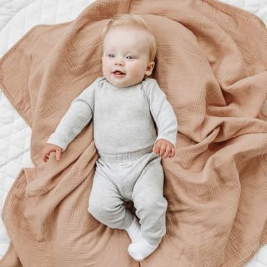 Konssy Muslin Baby Blankets for Girls Boys, 100% Cotton Crib Blanket for Infant Toddler, Super Soft and Lightweight Nursery Swaddling Wrap 40"x36" (Flourish) - Image 3