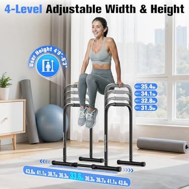 Sportsroyals Adjustable Dip Bar Station, Heavy Duty Parallette & Parallel Bars, 400LBS Stable Dip Stands for Home Gym, Calisthenics & Upper Body Workout Equipment - Image 5