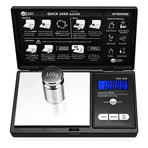 Weigh Gram 200g Digital Pocket Gram Scale 0.01g Accuracy, 200g x 0.01g Mini Digital Grams Scale, Small Food Scale, Jewelry Scale, Ounces Grains Scale With100g Calibration Weight - Image 1
