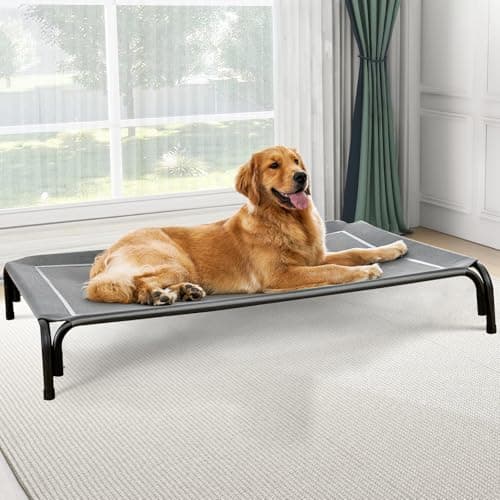 Czpalo Elevated Dog Bed, Raised Outdoor Dog Bed for Large Sized Dogs, Portable Cooling Pet Cot with Breathable & Washable Mesh, Indoor & Outdoor Pet Hammock with Skid-Resistant Feet. - Image 1