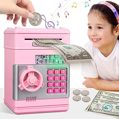 Kids Piggy Bank for Girls - Toys for 5 6 7 8 9 10 Year Old Girl Birthday Gifts - Electronic Piggy Bank ATM Machine Money Safe for Kids Toys Age 6-8-10 - Image 1