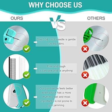 Stitch Gun for Clothes, Handheld Stitch Gun Quick Clothing Fixer,Sewing Kit Includes 1,000 Black Fasteners & 1,000 White Fasteners & 6 Needles,Tagging Gun(Blue) - Image 7