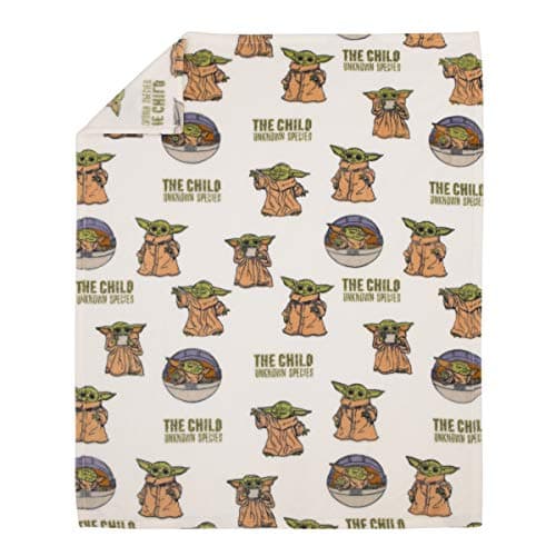 Disney Star Wars The Mandalorian "The Child" Green, Tan, White Super Soft Toddler Blanket, White, Tan, Green - Image 1