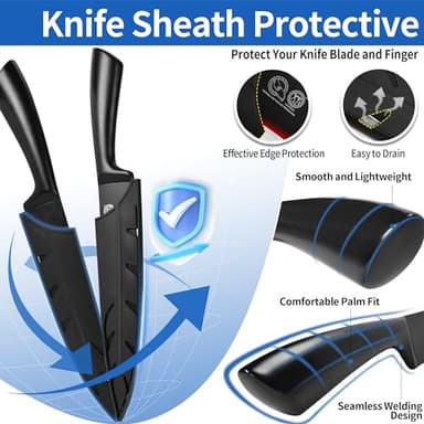 XYJ Professional Knife Sets for Master Chefs,Meat Cleaver Butcher for Camping,Chef Knife Set with Magnetic Knife Block,Bag,Stainless Steel Kitchen Knives Tools Kit - Image 4