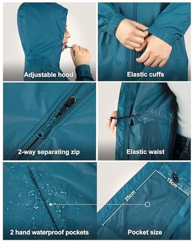 33,000ft Women's Waterproof Long Rain Coats Packable Rain Jacket with Hood Trench Coats Windbreaker - Image 5