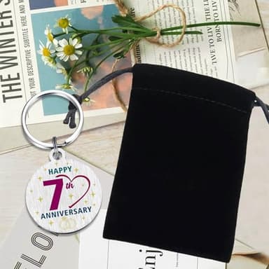 7 Year Anniversary Keychain Gifts for Husband Wife Him Her- Happy 7th Seven Anniversary Keychain for Women Men - Image 6