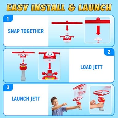 Super Wings Flying Toys, Jett Flying Toys for Kids Ages 3-5 4-8, Fun Outdoor Flying Disc Launcher Toys, Airplane Outside Flying Toys for Kids Boys Girls 3 4 5 6 7 8 Year Old - Image 4