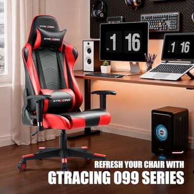 GTRACING Gaming Chair Racing Office Computer Ergonomic Video Game Chair Backrest and Seat Height Adjustable Swivel Recliner with Headrest and Lumbar Pillow Esports Chair (Red) - Image 4