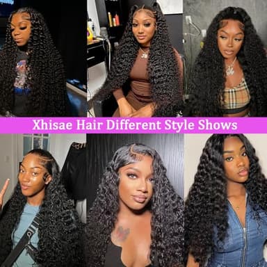 Xhisae 30 Inch Deep Wave Lace Front Wigs Human Hair 200 Density 13x6 HD Transparent Lace Frontal Wigs Human Hair Pre Plcked Curly Human Hair Wig for Women Deep Curly Glueless Wigs with Baby Hair - Image 6