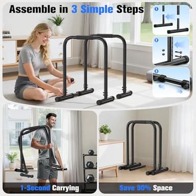 Sportsroyals Adjustable Dip Bar Station, Heavy Duty Parallette & Parallel Bars, 400LBS Stable Dip Stands for Home Gym, Calisthenics & Upper Body Workout Equipment - Image 7