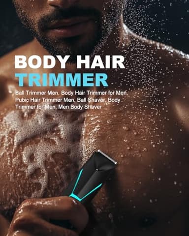 Electric Body Hair Trimmer for Men - Manscape Pubic Hair Groomer Waterproof Wet/Dry Ball Grion Shaver Type-C Rechargeable Cordless Replaceable Ceramic Blade Razor Male Grooming Smooth - Image 6