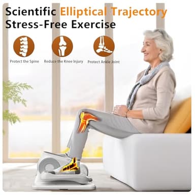 DamKee Under Desk Elliptical Exercise Machine, Electric Ellipse Leg Exerciser As Seen On TV, 12 Speed Foot Leg Exerciser While Sitting for Seniors, Portable Mini Seated Pedal Exerciser for Home Office - Image 2