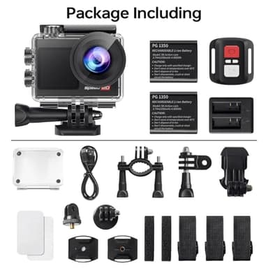 Action Camera 4K 60FPS with Touch Screen 20MP Waterproof Camera Underwater 131FT with EIS for Snorkeling Helmet Bike 170° Wide Angle Remote WiFi 5XZoom - Image 8