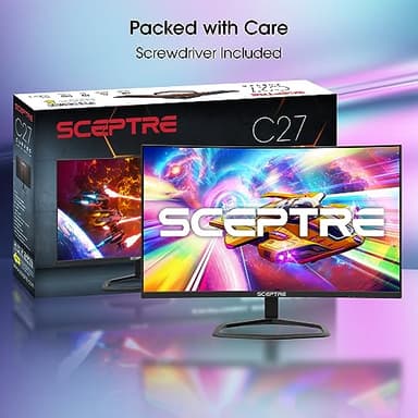 Sceptre 27-inch Curved Gaming Monitor FreeSync 240Hz Plus DisplayPort HDMI 1ms 99% sRGB Build-in Speakers, R1500 Machine Black 2025 (C275B-FWT240) - Image 4