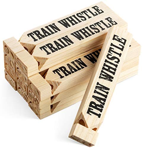 Wooden Train Whistles (Pack of 12) - Wood Train Whistle for Kids, Train Party Favors, Theme Birthday Decorations, Noisemakers, Goodie Bag Filler, Small Game Prizes, Stocking Stuffers - Image 1
