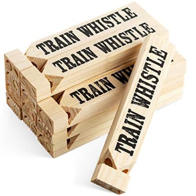 Wooden Train Whistles (Pack of 12) - Wood Train Whistle for Kids, Train Party Favors, Theme Birthday Decorations, Noisemakers, Goodie Bag Filler, Small Game Prizes, Stocking Stuffers - Image 1