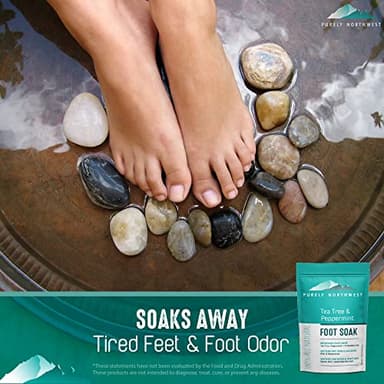 Epsom Salt Tea Tree Foot Soak-Toenail Repair, Softens Thick Calluses & Corns, Stubborn Foot Odor, Athletes Foot Burning & Itching, Damaged Discolored Nails: Purely Northwest USA 16 ounces/1Lb - Image 4