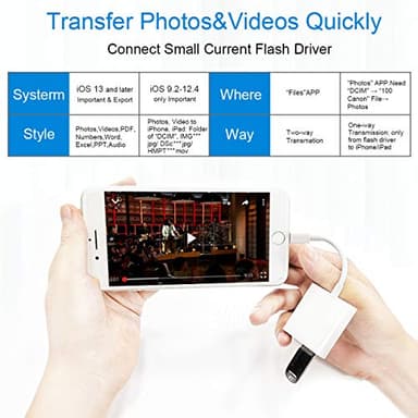 Lightning to USB3 Camera Adapter with Charging Port, Lightning Female USB OTG Cable Adapter for Select iPhone,iPad Models Support Connect Camera, Card Reader, USB Flash Drive, MIDI Keyboard (WHITE) - Image 3