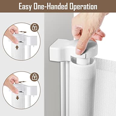 185 Inch Wide Retractable Baby Gates Outdoor Retractable Dog Gate Indoor Extra Long Baby Gate Retractable Pet Gate, Dog Gates for The House Extra Large Pet Gate, Child Gates for Wide Openings, White - Image 6