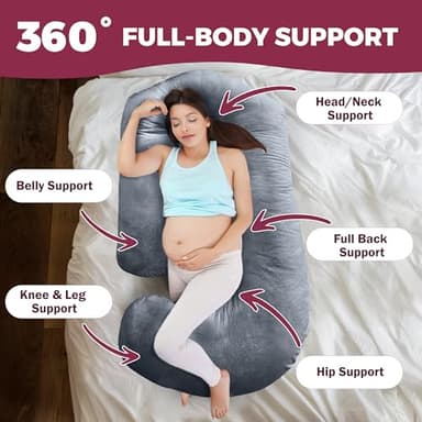 PILLANI Pregnancy Pillows for Sleeping – 57-Inch Maternity Pillow for Pregnant Women with Removable Washable Cover – Support for Back, Belly, Neck, Legs, and Hips – V C U Shaped Full Body Pillow - Image 3