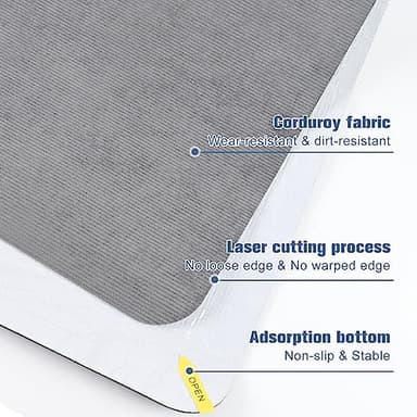 Corduroy Office Chair Mat for Hardwood Floor, 55"x35" Desk Chair Rug for Rolling Chair, Large Anti-Slip Backing Low-Pile Rug Floor Mat for Office/Home Light Grey - Image 2