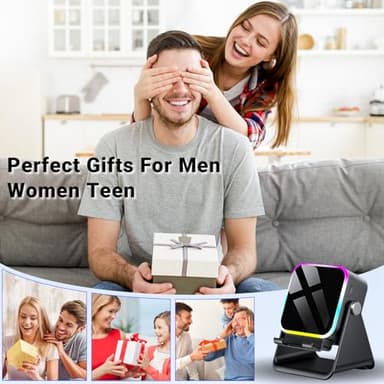 Induction Speaker with Phone Stand 5 in 1 Wireless Induction Bluetooth Audio for iPhone Android Phone Speakers Amplifier with Rechargeable Colorful Light, Birthday Gifts for Men Women Teens (Black) - Image 8