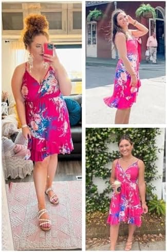 ULTRANICE Womens Summer Dresses Floral V Neck Ruffled Hem Spaghetti Spring Casual Beach Outfits Flowy Wrap Sun Dress - Image 5