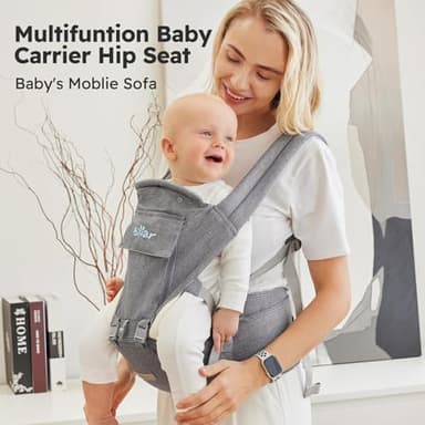 Bear Baby Carrier, 6-in-1 Baby Carrier Newborn to Toddler with Hip Seat (Ergonomic M Position) for 3-36 Month/ 7-44lbs Baby, Adjustable Size for Enhanced Lumbar Support, Perfect for On-The-go - Image 6