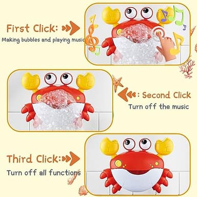 Baby Bath Toys for Toddlers, Crab Bath Bubble Maker with 12 Songs, 3 Pack Wind-up Pool Toys for Kid, Bathtub Toys As Birthday Gift for Boys Girls - Image 4