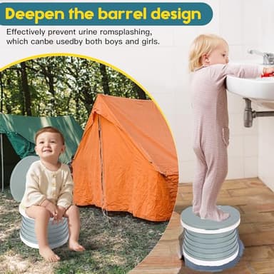 SunnySmile portable, foldable potty seat for toddler, Training Toilet Seat Emergency Toilet for Car, Camping, Outdoor, indoor (grey, small) - Image 5