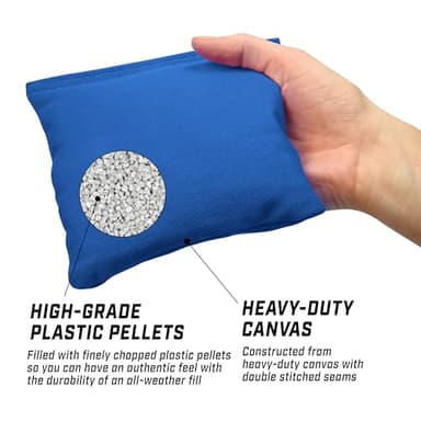 GoSports Official Regulation Cornhole Bean Bags Set (8 All Weather Bags) - Red and Blue - Image 2