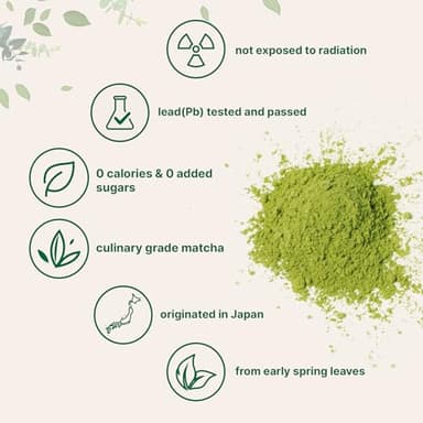 Organic Matcha Green Tea Powder, 2 Pound (32 Ounce) | Culinary Grade, Unflavored, First Harvest Authentic Japanese Origin, 100% Pure Matcha for Smoothies, Latte, and Baking | Non-GMO, 0 Calories - Image 4