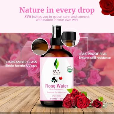 SVA ORGANICS Rose Water 4oz (118 ml) Refreshing Rose Water Spray for Skin Care, Skin Hydration, Bath, Soaps, Haircare & Aromatherapy - Image 7