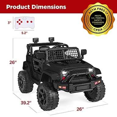 Best Choice Products 12V Kids Ride On Truck Car w/Parent Remote Control, Spring Suspension, LED Lights, AUX Port - Black - Image 7