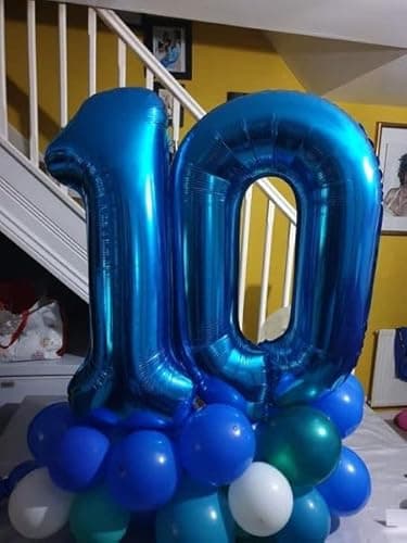 Navy Blue Number 10 Balloon 40 inch, 10 Number Balloons, 10th Navy Blue Birthday Decorations, 10 Year Old Girls Boys Blue Party Supplies - Image 7