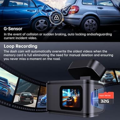 Dash Cam Front and Rear: 2.5K+1080P Dual Dash Camera for Cars, Ecomoment Car Camer with 1.47" IPS Screen, Built-in Wi-Fi, 170° Wide Angle, Night Vision, G-Sensor, 24H Parking Mode, Included 32GB Card - Image 6