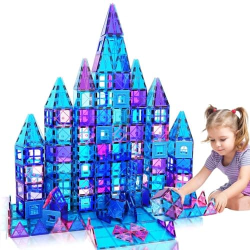 NVHH Magnetic Tiles Kids Toys for 3 4 5 6 7 8+ Year Old Boys Girls Toys Castle Princess Magnetic Building Blocks Educational Toddler Gifts Toy Age 2-4 5 6-8 Year Old Girl Boy Birthday - Image 1