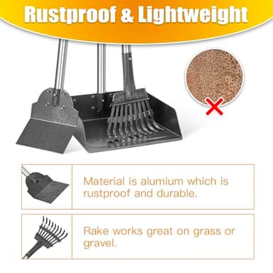 TOOGE Larger Pooper Scooper, Dog Pooper Scooper for Large Medium Small Dogs Heavy Duty Long Handle Metal Tray Rake Shovel Set for Yard Grass - Image 4