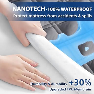MEELUS Queen Mattress Protector, Breathable Waterproof Mattress Pad Cover Fitted Deep Pocket 8"-21", Soft Noiseless Mattress Cover Washable Cooling Padded for Home Hotel Bedroom, Gray - Image 3
