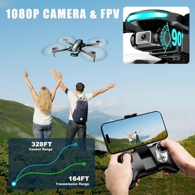 Drone with Camera, Drones for Adults and Beginners, 1080P HD FPV Foldable Mini Drones for Kids, with 2 Batteries, Carrying Case, Trajectory Flight, Gravity Control, One-Key Takeoff/Landing, 360° Flip, Toys for Gift - Image 4