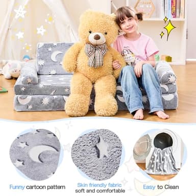 IFNOW Modular Kids Play Couch,Toddler Couch Kids Sofa,Child Sectional Sofa,Bedroom and Playroom Furniture for Toddlers,Convertible Foam and Floor Cushion for Boys and Girls,Glow in The Dark,Star - Image 4