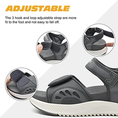 ONCAI Walking Sandals Women,Arch Support Hiking Sandals for Women 2025 with Orthotic Outdoor Plantar Fasciitis,Water Athletic Platform Sandalias Mujer with Adjustable Straps Grey/White Size 8 - Image 3